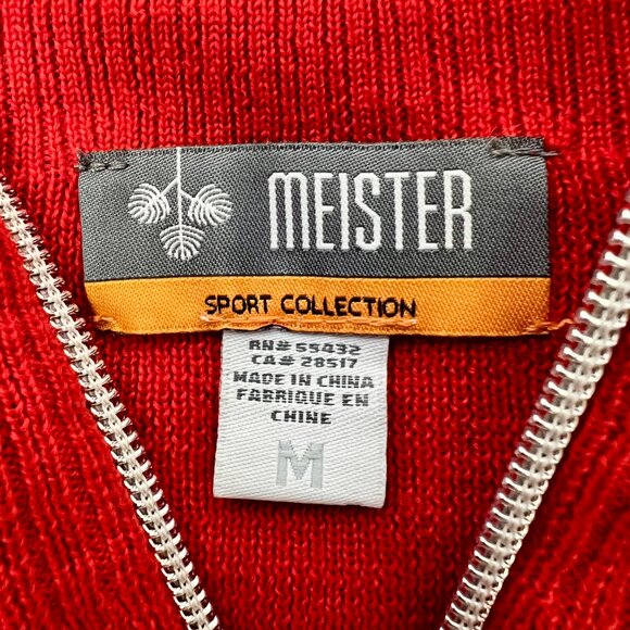 Meister Women’s Medium Ski Sweater Red Wool Blend Quarter Zip Snowflake Nordic - Picture 5 of 8